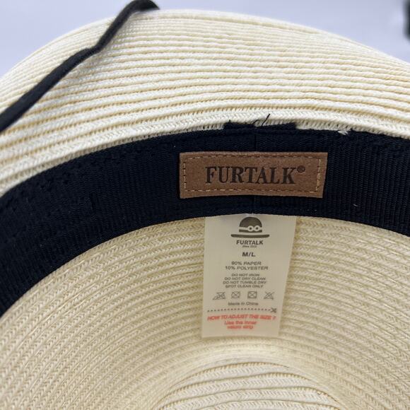 Furtalk Sun Hat Womens M/L Ivory Beach Retro Western Outdoor Curved Rim Visor - Picture 8 of 12